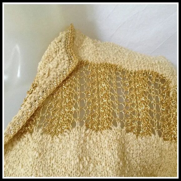 Vintage Cropped Sweater with Metallic Gold, Short Sleeves, 40s Top VFG - Picture 2 of 13